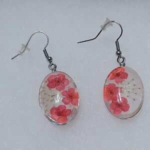Paparazzi Pink Floral Oval Earrings